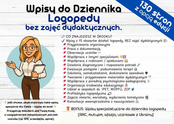 LOGOPEDA Wpisy do Dziennika Logopedy – BEZ zajęć dydaktycznych, Tematy Zajęć