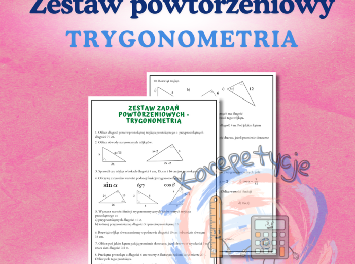 Zestaw zadań powtórzeniowych TRYGONOMETRIA