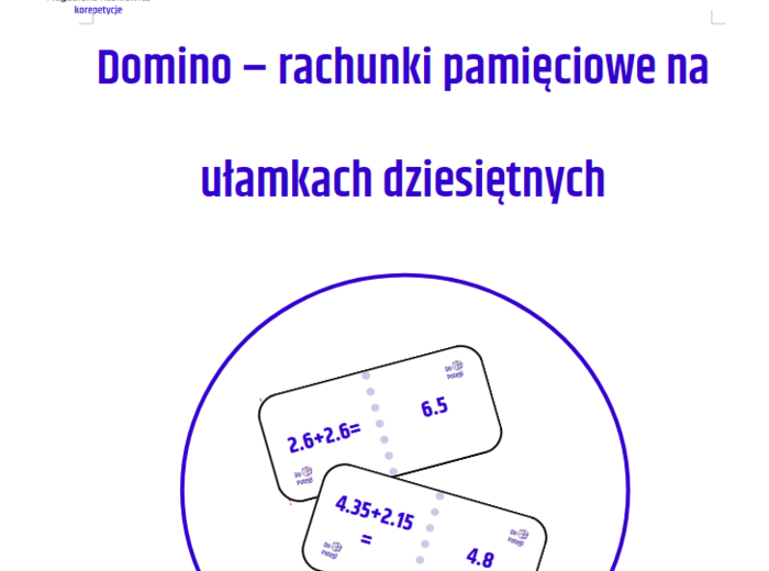 Domino Ułamki dziesiętne(rachunki pamięciowe)