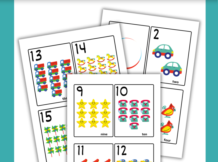 Karty Edukacyjne FLASHCARDS - Nauka Liczb Po Angielskiego. Liczby 1-20