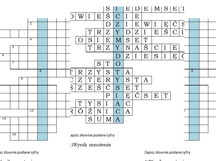 Logogryf z setkami dla klas 2-3