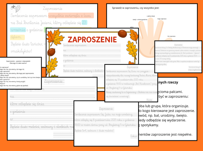 Jak napisać zaproszenie - jesienne, urodzinowe + szablon i ściągi - jak to zrobić i dlaczego to takie ważne. TERAPIA RĘKI.