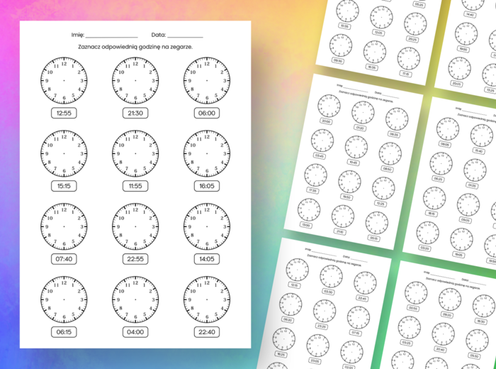 Nauka zegara dla dzieci - 168 zadań