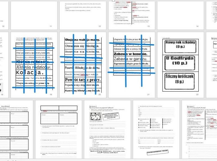Nowe przygody Mikołajka, karty pracy, scenariusze lekcji, sprawdzian treści