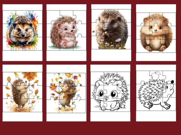 DZIEŃ JEŻA– puzzle – 17 szt.- biblioteka - świetlica