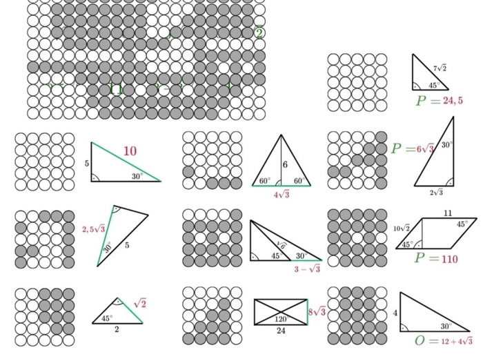 Trójkąty 45,45,90 oraz 30,60,90, karta pracy, kodowanie, edukacja domowa, klasa7 i 8