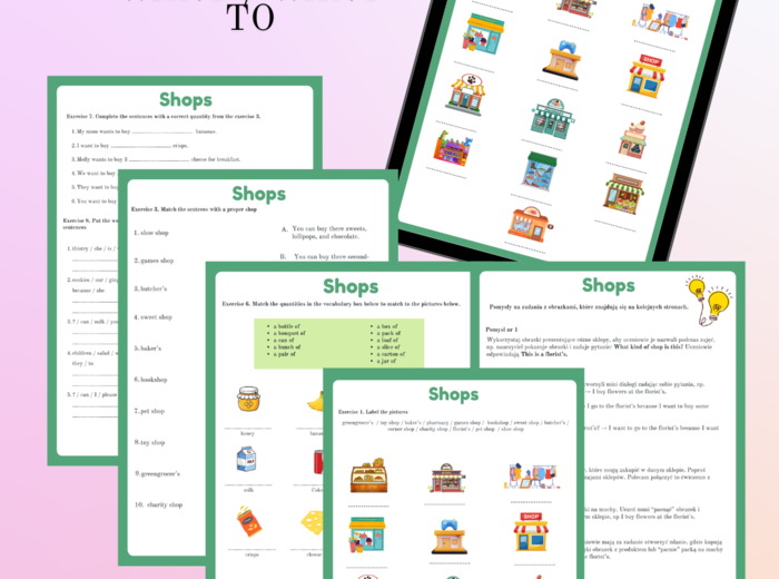 Shops / wyrażenia want / want to -> A1