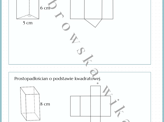 Pole powierzchni bryły - karta pracy