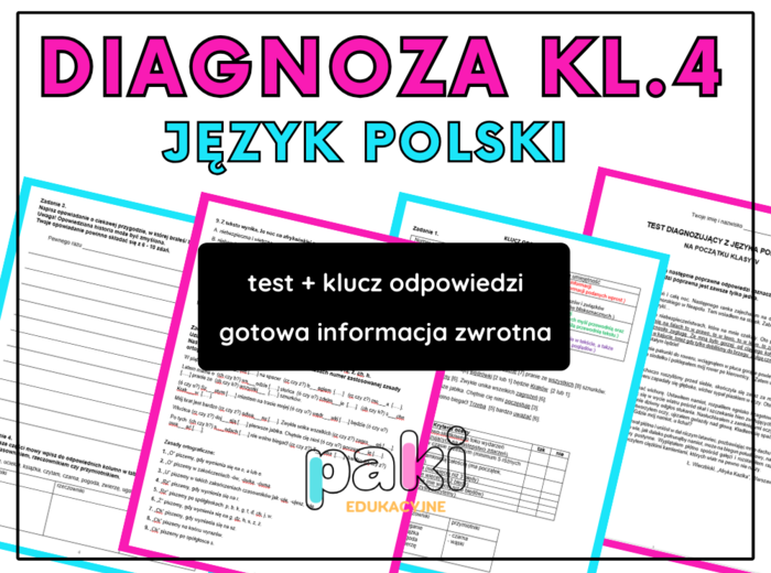 DIAGNOZA JĘZYK POLSKI // klasa 4 – test, klucz i gotowa informacja zwrotna // rozpoczęcie roku // sprawdzian test diagnostyczny