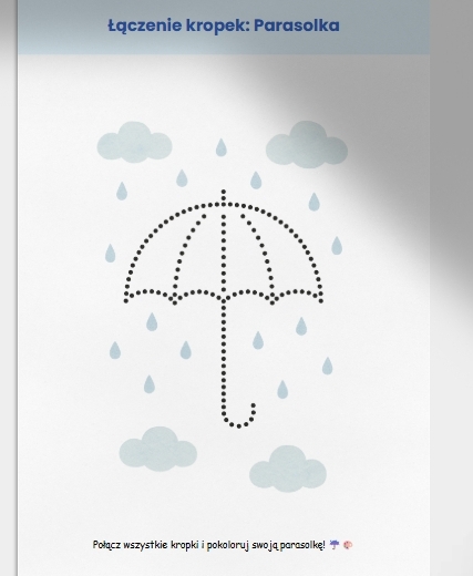 Karty pracy: kolorowanki związane z pogodą, labirynty, łączenie kropek.