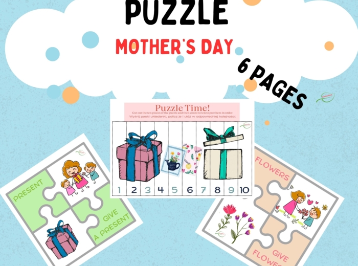 Jigsaw puzzle Mother's Day/ Puzzle na Dzień Matki. Układanki, liczby. Dobre dla SPE i przedszkola.