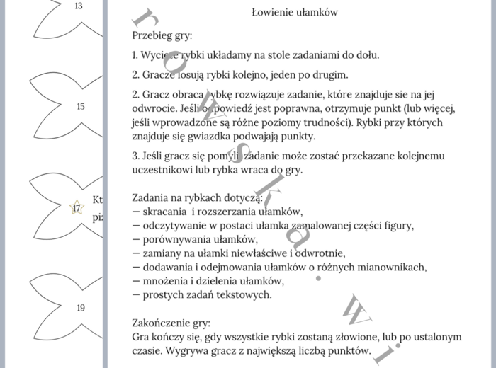 Łowienie ułamków - gra matematyczna