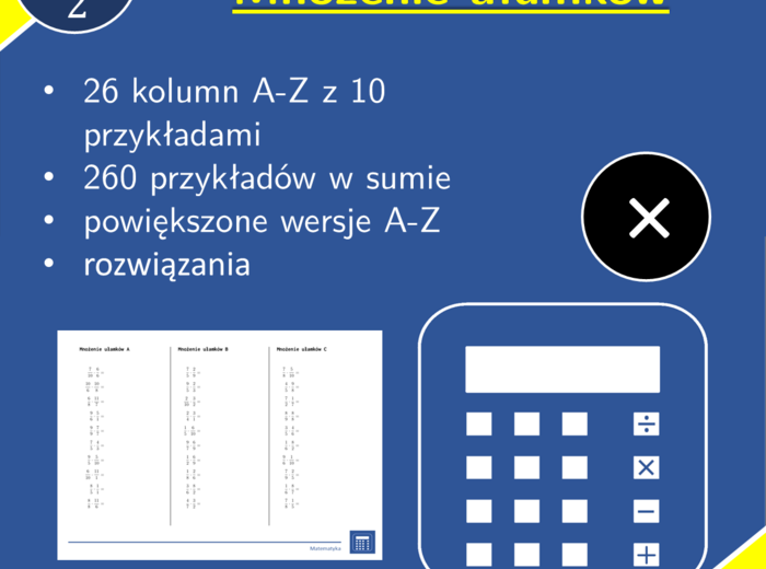 Mnożenie ułamków | matematyka | 26 kolumn