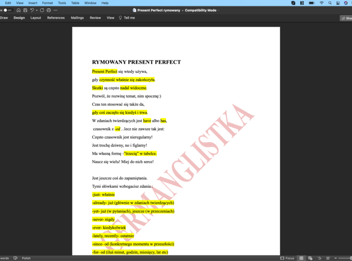 Rymowany Present Perfect