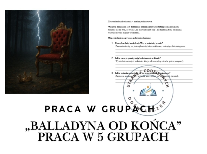 „Balladyna od końca” – praca w 5 grupach