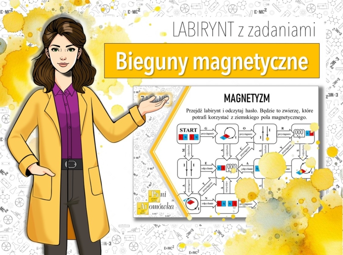 Klasa 8. Fizyka. Magnetyzm. Magnesy. Bieguny magnetyczne. Pole magnetyczne przewodnika z prądem. Karta pracy. Zadanie. Labirynt. Wąż.