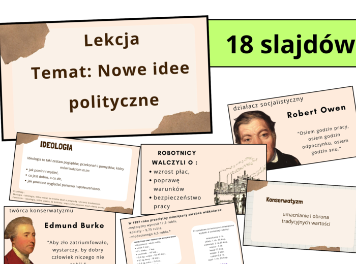 Prezentacja multimedialna- NOWE IDEE POLITYCZNE, zgodna z podstawą programową, możliwość edycji