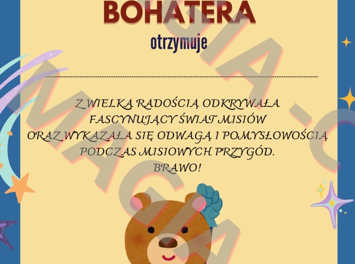 DZIEŃ PLUSZOWEGO MISIA - DYPLOM CERTYFIKAT 3 WZORY