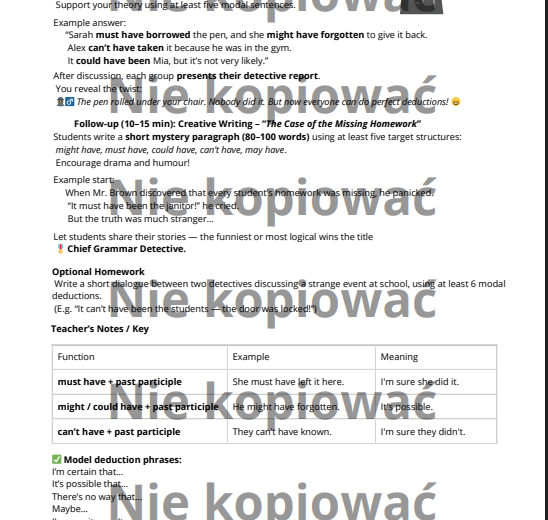 Scenariusz i karta pracy The Grammar of Lies and Secrets – Modals of Deduction (B2)