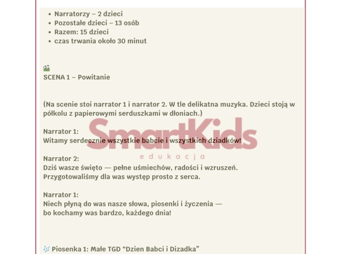 SCENARIUSZ NA DZIEŃ BABCI I DZIADKA