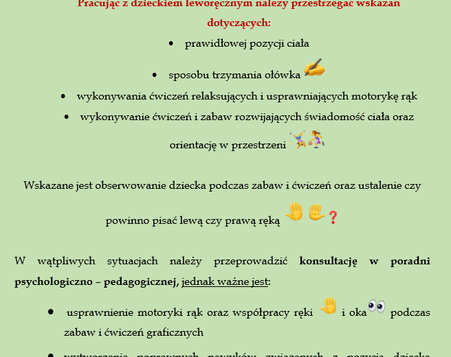 Program pracy z dzieckiem leworęcznym