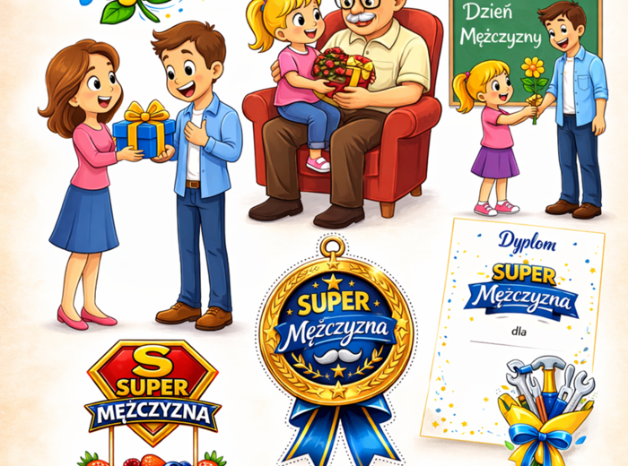 Dzień Mężczyzny – zestaw dekoracji i rekwizytów do druku (19 stron PDF)