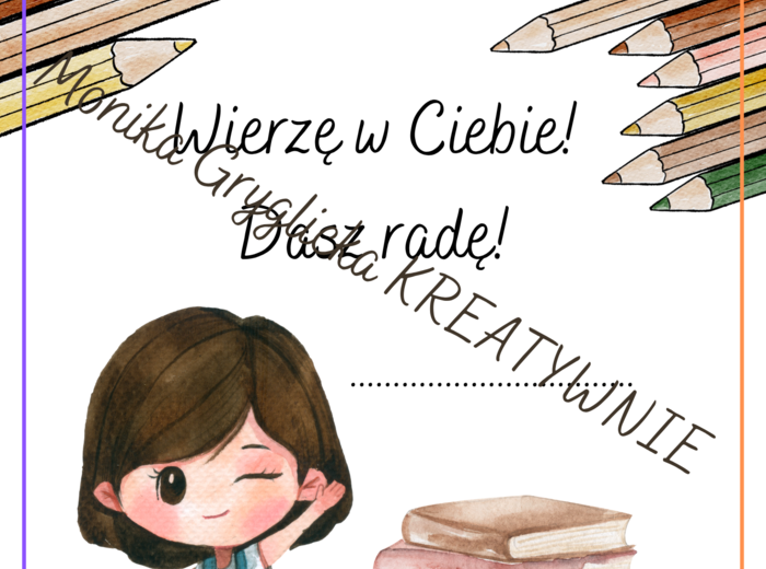 Dyplom na powitanie roku szkolnego- dziewczynka-szkoła