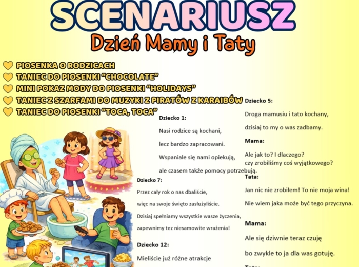 Scenariusz na Dzień Mamy i Taty "Przyjemności dla rodziców"