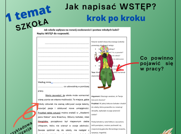 Roprawka do uzupełnienia (E8) - jak napisać wstęp? (1 temat - szkoła)