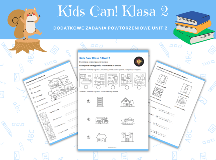 Kids Can 2 Unit 2 Klasa Druga Rodział Drugi Dodatkowe Zadania Ćwiczenia Powtórzenie Nazwy pomieszczeń w domu i mebli Karty Pracy