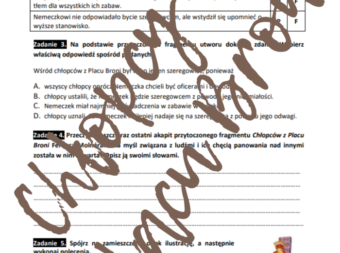 E8 „Chłopcy z Placu Broni” *ZBIÓR ZADAŃ EGZAMINACYJNYCH* – wymagania 2024/2025 i 2025/2026