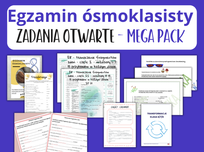 Zestaw Egzamin Ósmoklasisty  - Zadania otwarte Mega Pack