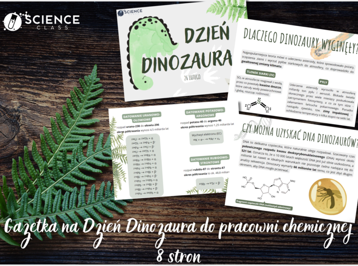 Gazetka na Dzień Dinozaura do pracowni chemicznej