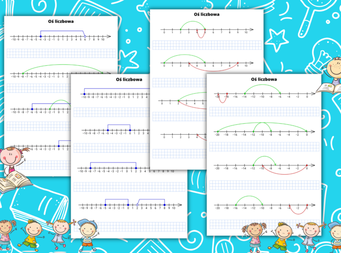 Oś liczbowa - poziom trudny.