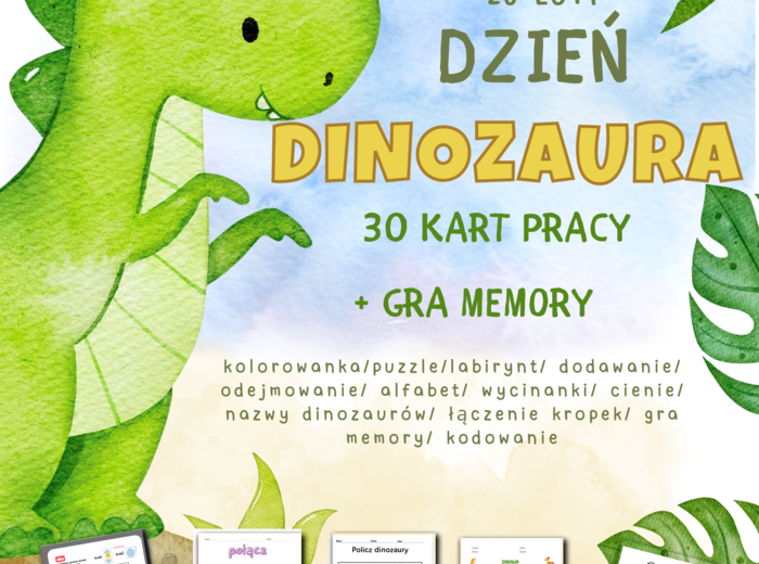 🦕 Dzień Dinozaura – zestaw kart pracy i zabaw 🦖