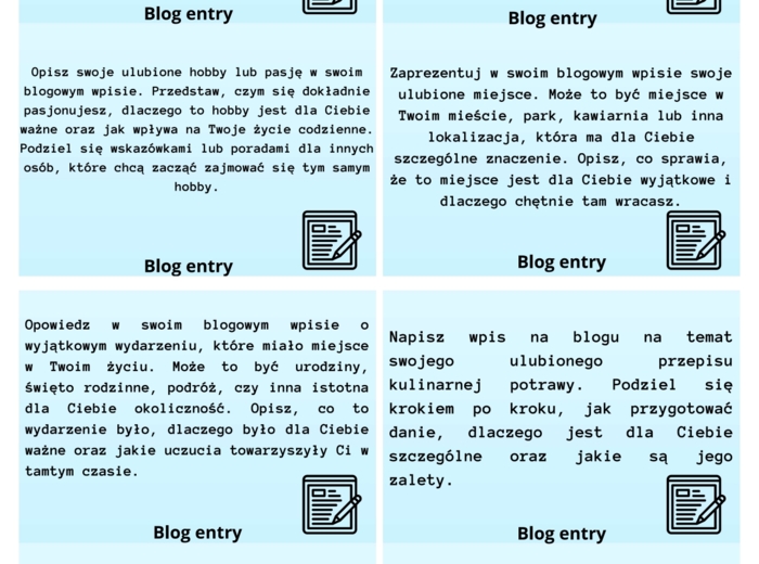 Blog entry topics matura