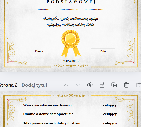 Świadectwo ukończenia szkoły podstawowej od rodziców-docenianie. Mrs_Physics. Fizunia.