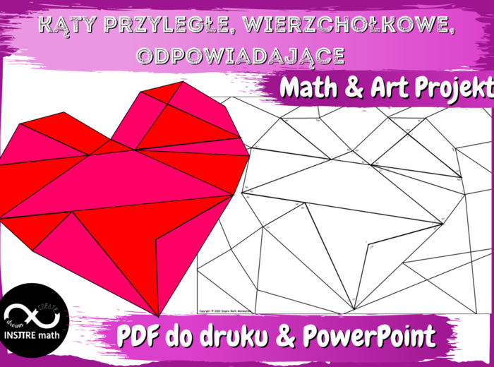 Kąty przyległe, wierzchołkowe, odpowiadające, naprzemianległe - Math & Art Projekt. Ukryty obrazek.