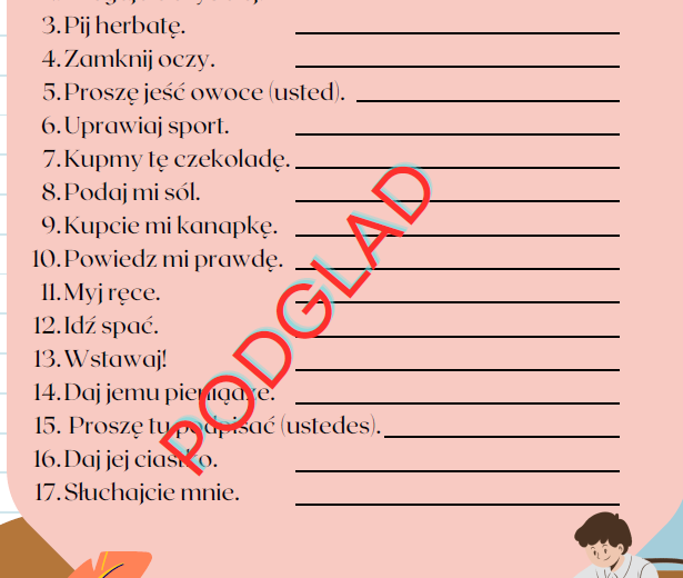 Zestaw imperativo afirmativo + negativo A2 język hiszpański