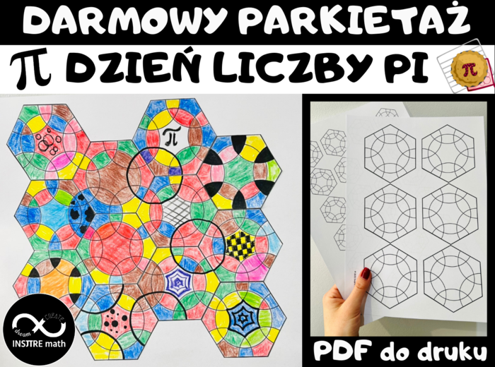 Matematyczny Dzień Liczby Pi. Wspólny projekt: parkietaż z sześciokątów foremnych czy z kół? Koła ukryte w sześciokątach. Liczba Pi, Dzień Matematyki, 14 Marca.