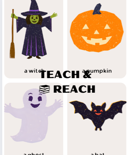 Halloween flashcards kolorwanki dla przedszkolaków angielski