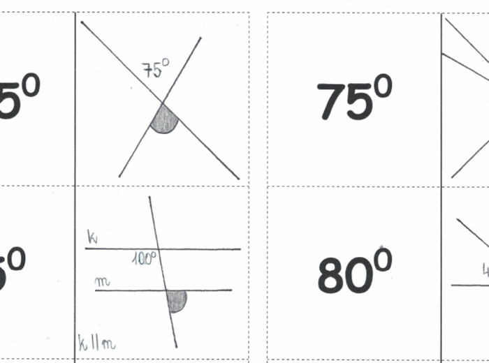 Domino matematyczne - rodzaje kątów.