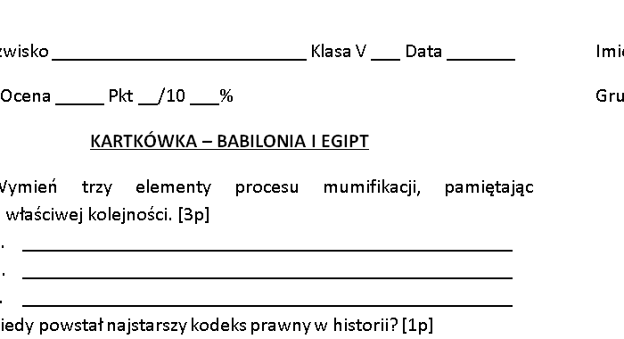 Kartkówka - Mezopotamia, Egipt