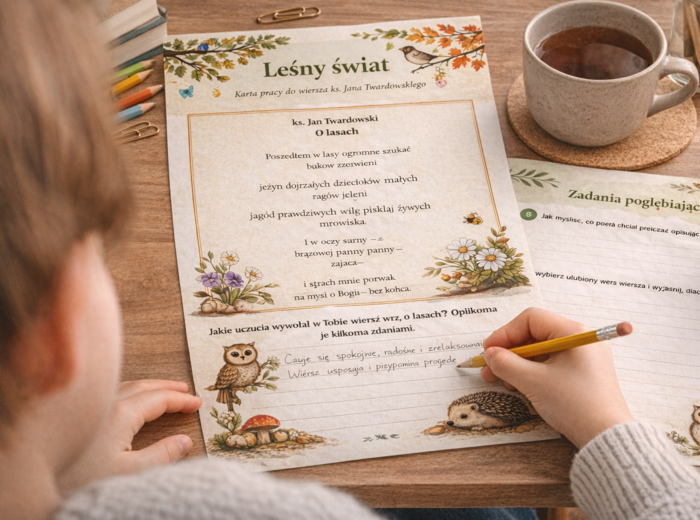 Leśny świat – karta pracy do wiersza ks. Twardowskiego