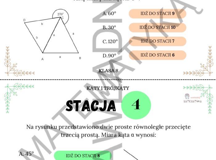 Stacje zadaniowe – kąty i trójkąty