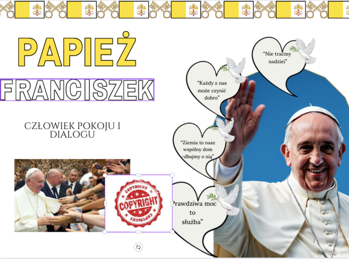 🕊️ Gazetka szkolna: Papież Franciszek – Człowiek pokoju i dialogu 🕊️ 52-elementowy zestaw gotowy do druku