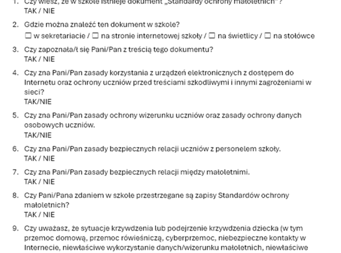 Ocena Standardów Ochrony Małoletnich – kompletny zestaw dokumentów
