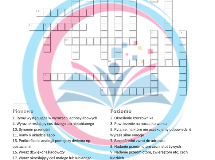 Środki stylistyczne - krzyżówka