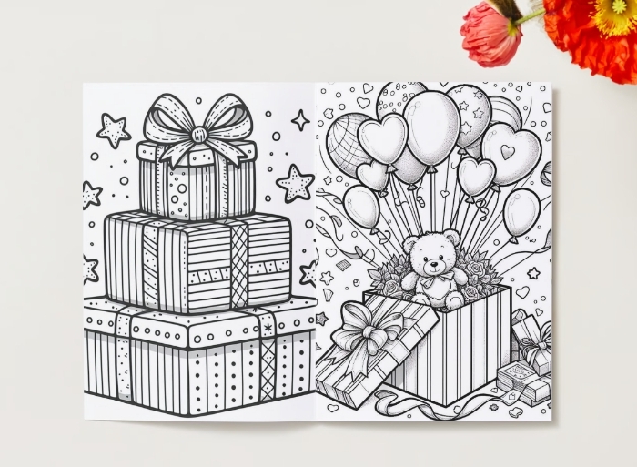 Kolorowanki. Prezenty