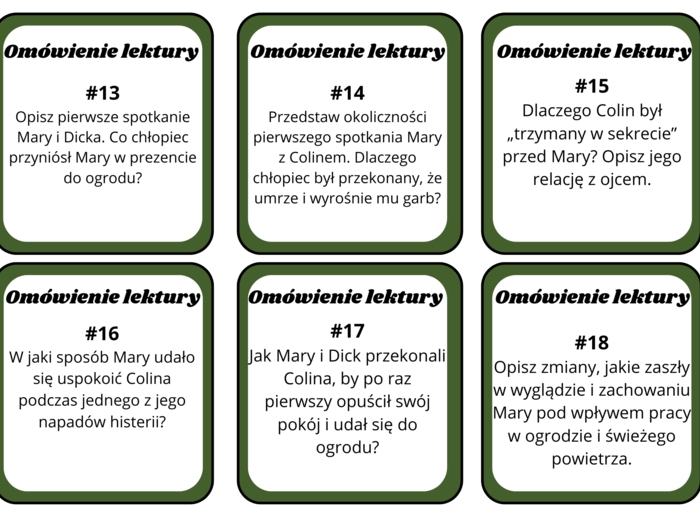 Tajemniczy ogród - karty z pytaniami
